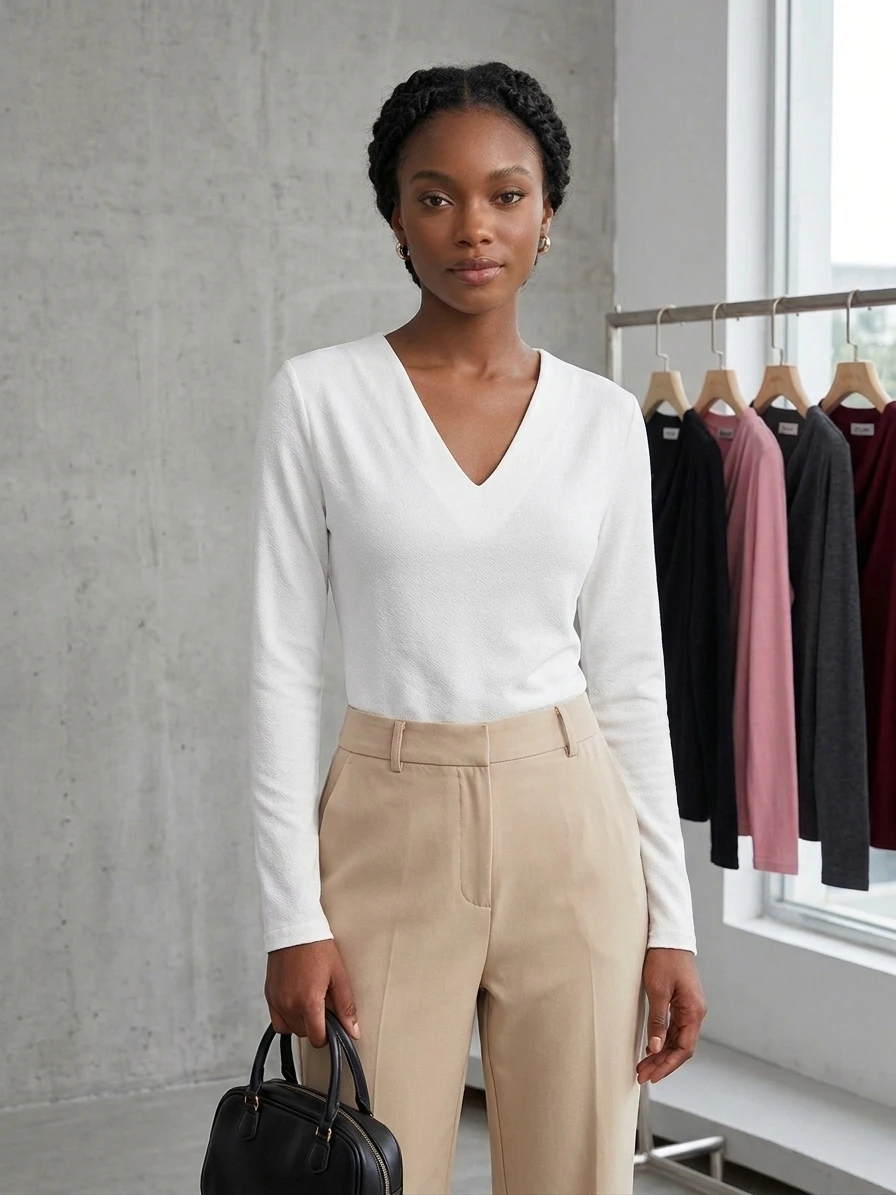 Elegant French Cowl Neck Long Sleeve Top - Premium Elastic Soft Draped Goddess Blouse